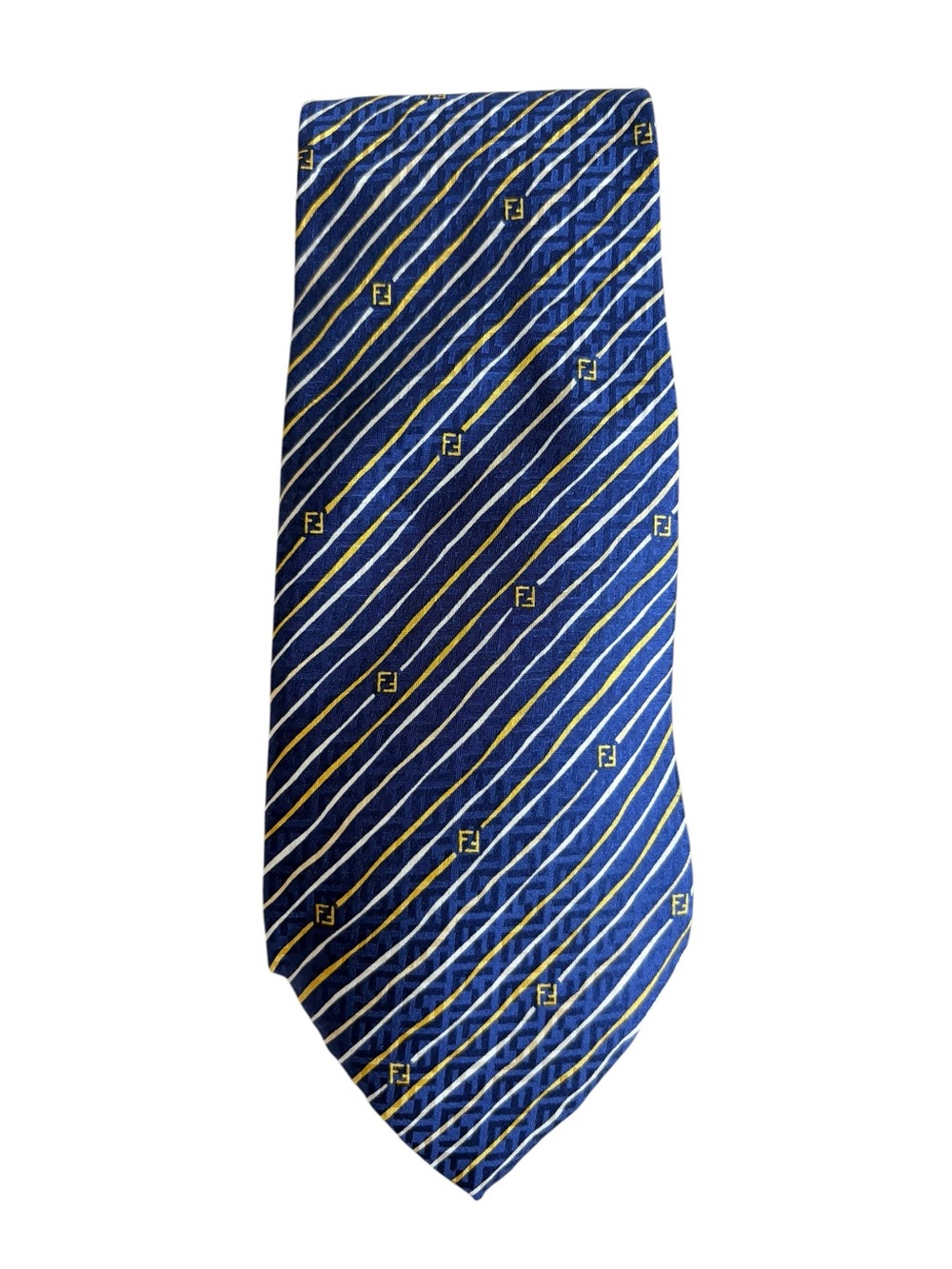 Fendi Blue Stripe Silk Tie